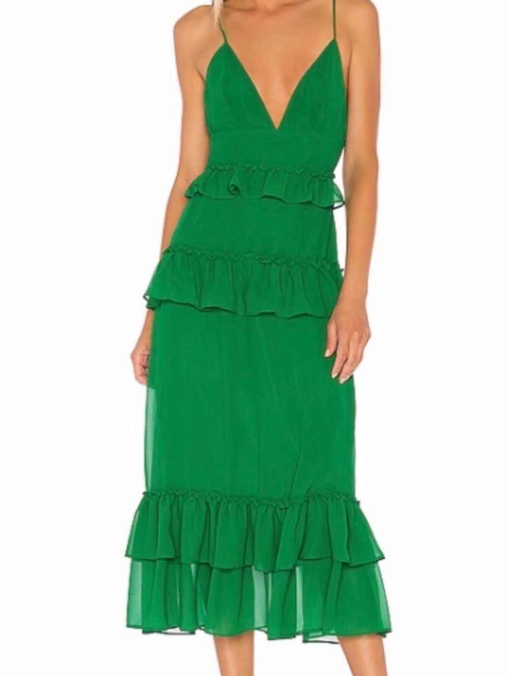 SIZE M - Lovers + Friends - Tiered Ruffle Midi Dress - REVOLVE